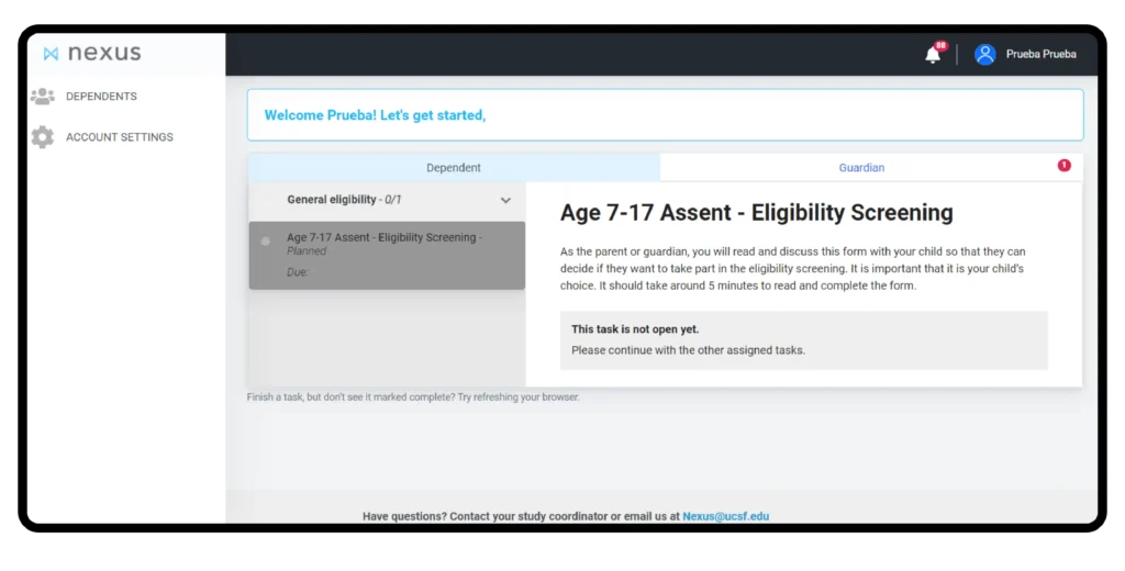 Nexus eligibility screening form