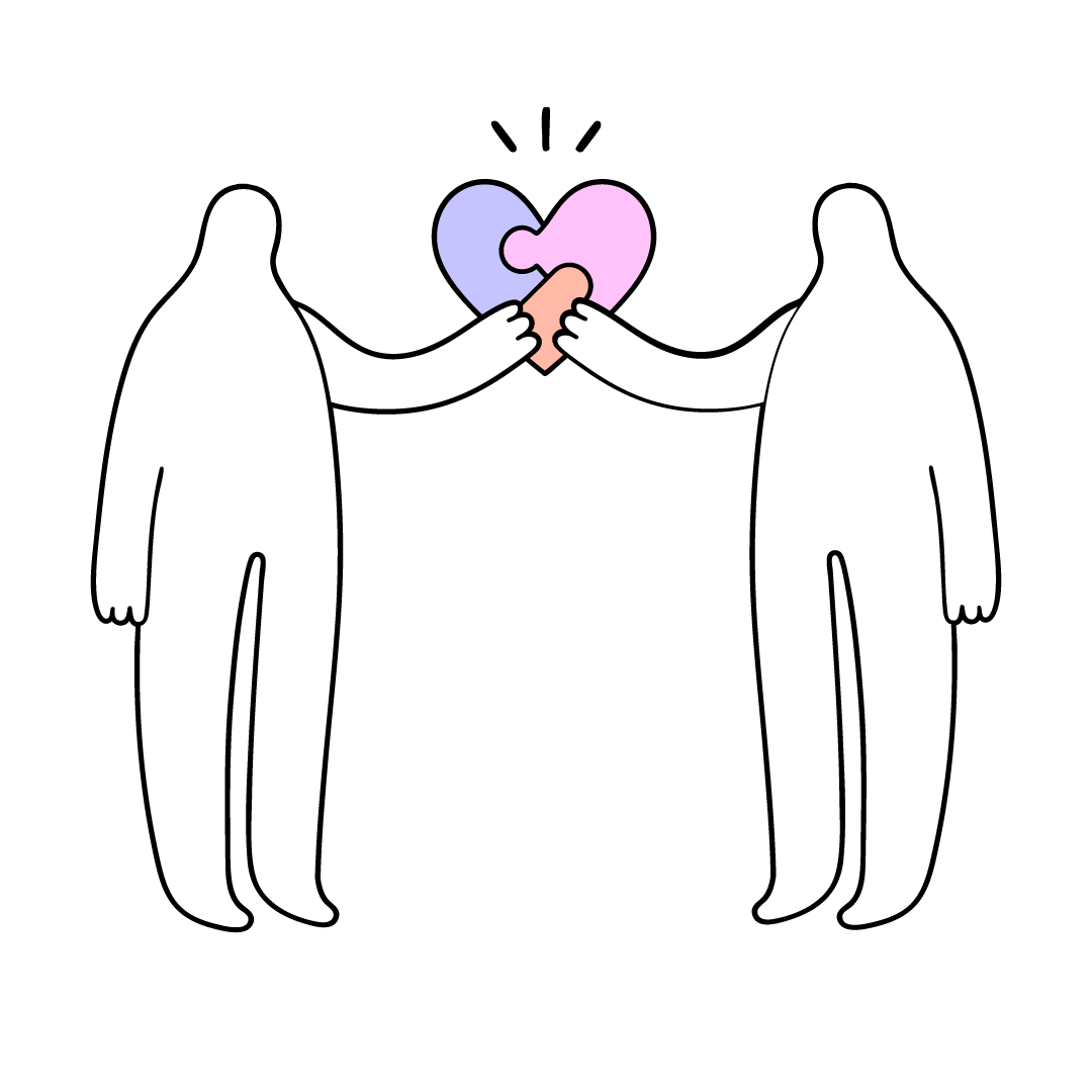 Two figures sharing a heart