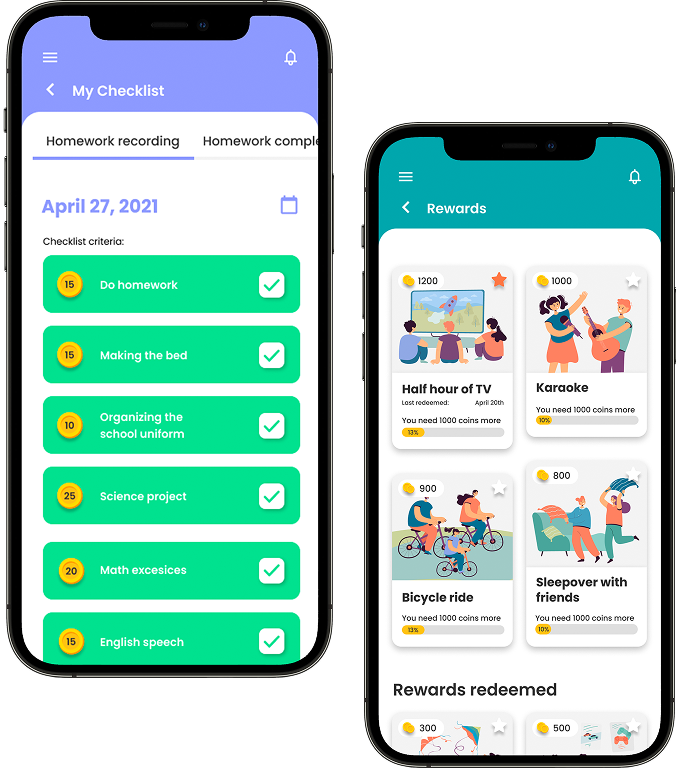Atom software mockup for ADHD intervention program