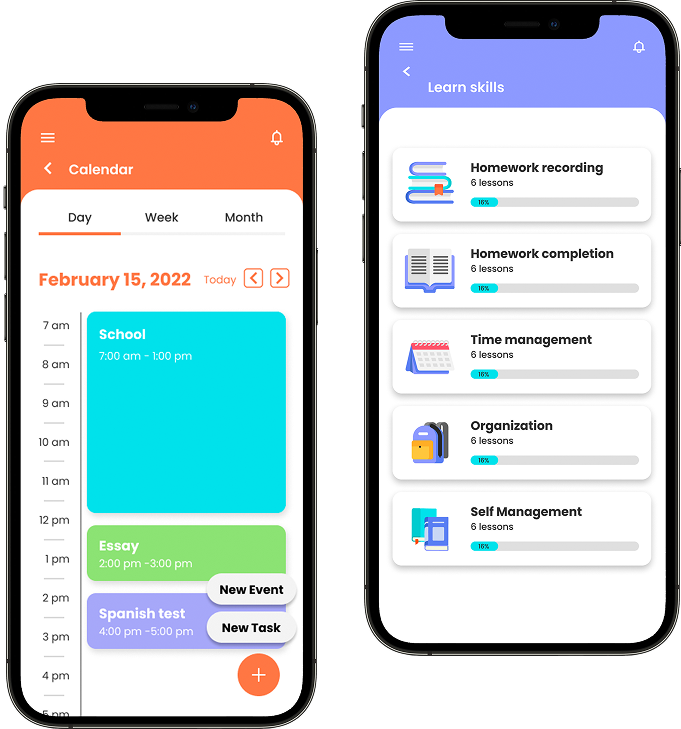 Atom software mockup for ADHD intervention program